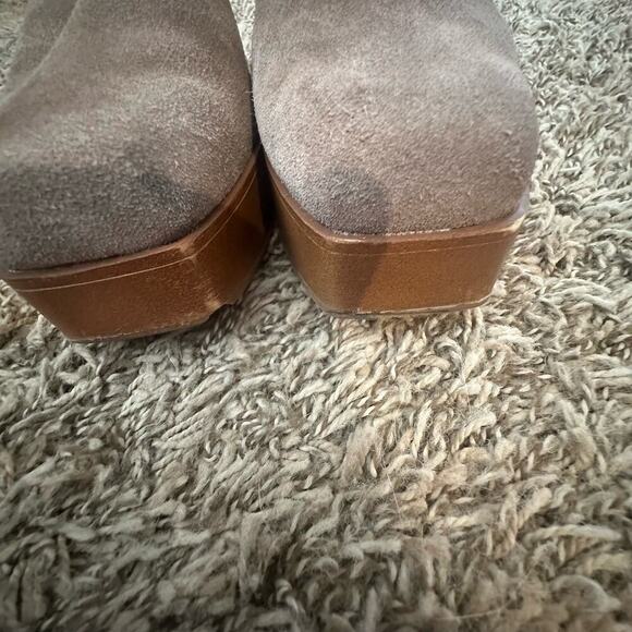 VINCE CAMUTO RIMINDEL PLATFORM CLOG WOMENS GRAY BROWN MULE HEELS LEATHER - Picture 6 of 6